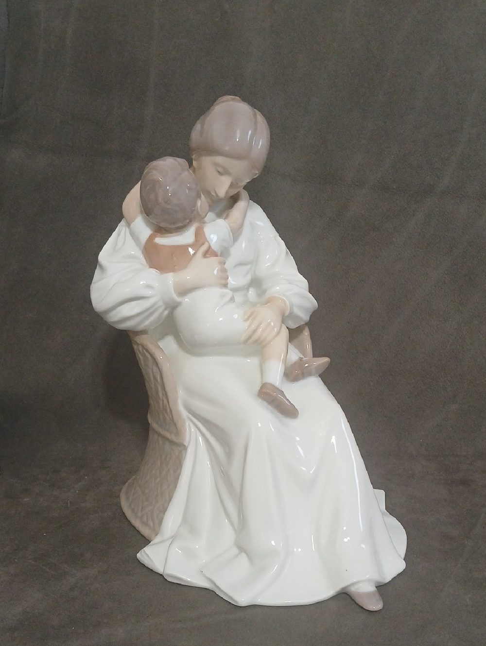Royal Copenhagen Porcelain Mother & Child Figurine in White and Brown - Denmark